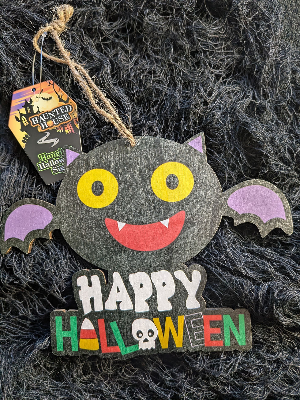 Wooden Halloween Hanging Signs - Bat