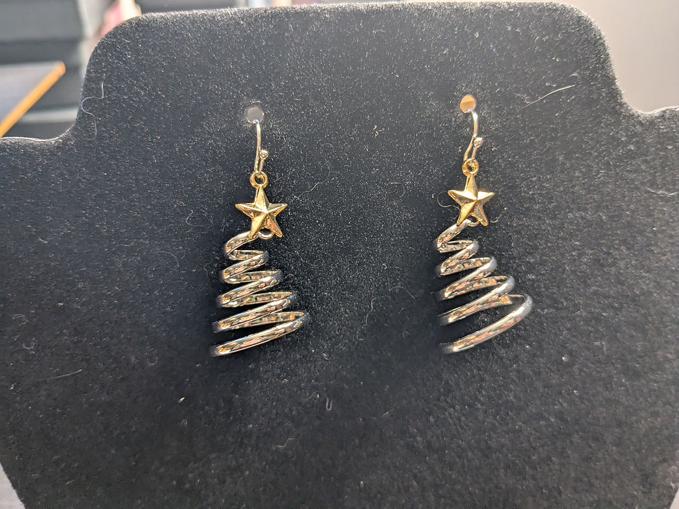 Thumbnail: Silver coloured Christmas Tree Earrings - No. 462