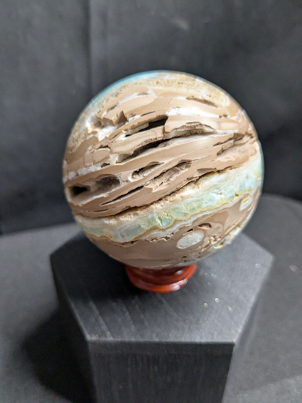 Blue Aragonite Sphere and stand - No. 125