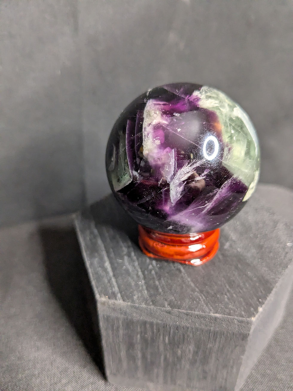 Thumbnail: Rainbow Fluorite Sphere and stand - No. 122