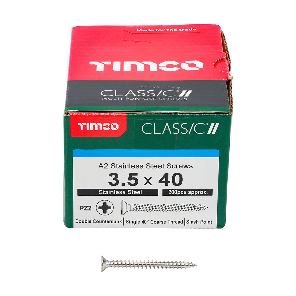 Classic Multi-Purpose Countersunk A2 S/Steel Woodscrews - 3.5 x 40