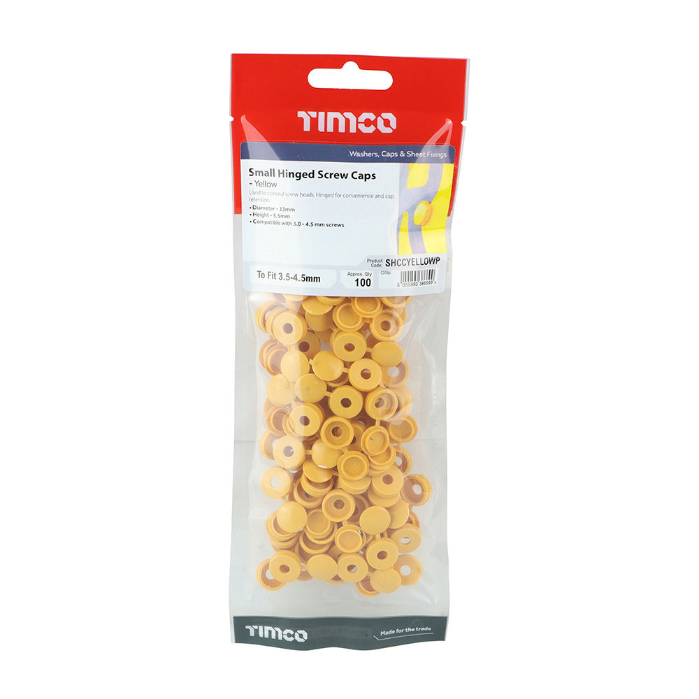 Hinged Screw Caps Small Yellow - To fit 3.0 to 4.5 Screw