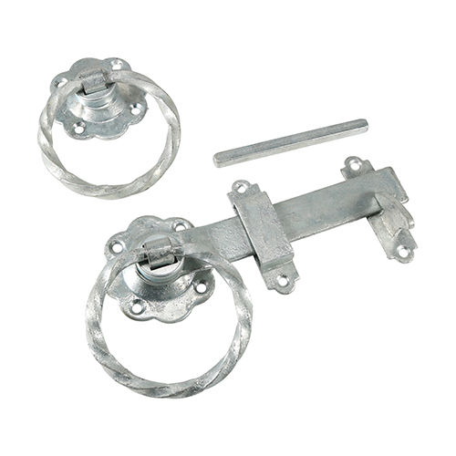 Ring Gate Latch Twisted Hot Dipped Galvanised - 6"