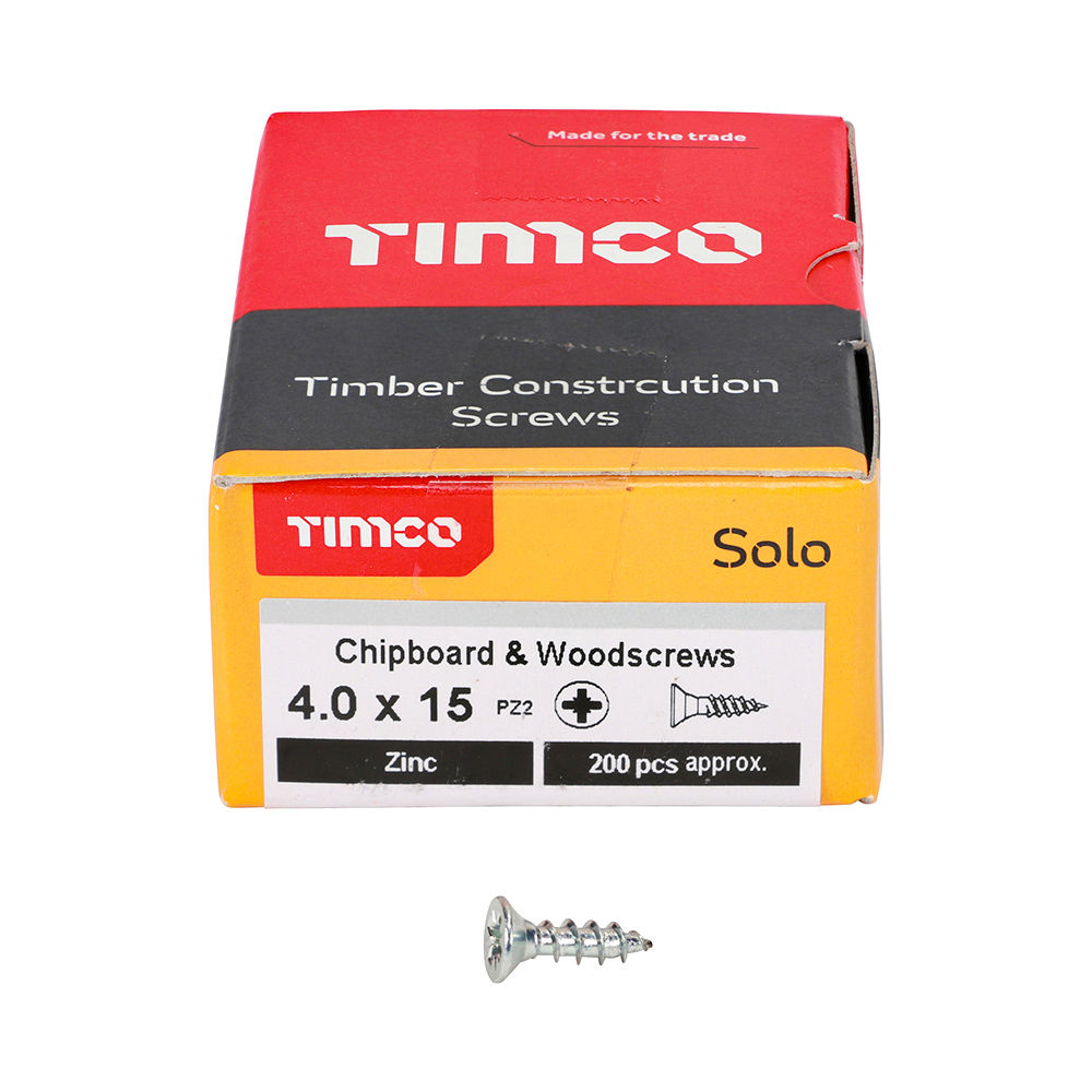 Solo Countersunk Silver Woodscrews - 4.0 x 15
