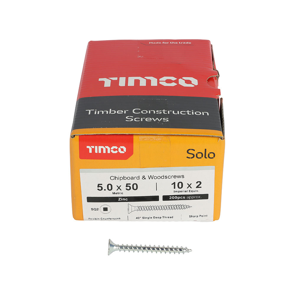 Solo Countersunk Silver Woodscrews - 5.0 x 50