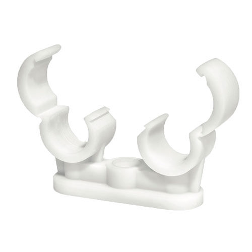 Quick Lock Double Pipe Clips White - 22mm (50pk)