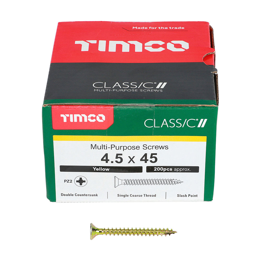 Classic Multi-Purpose Countersunk Gold Woodscrews - 4.5 x 45