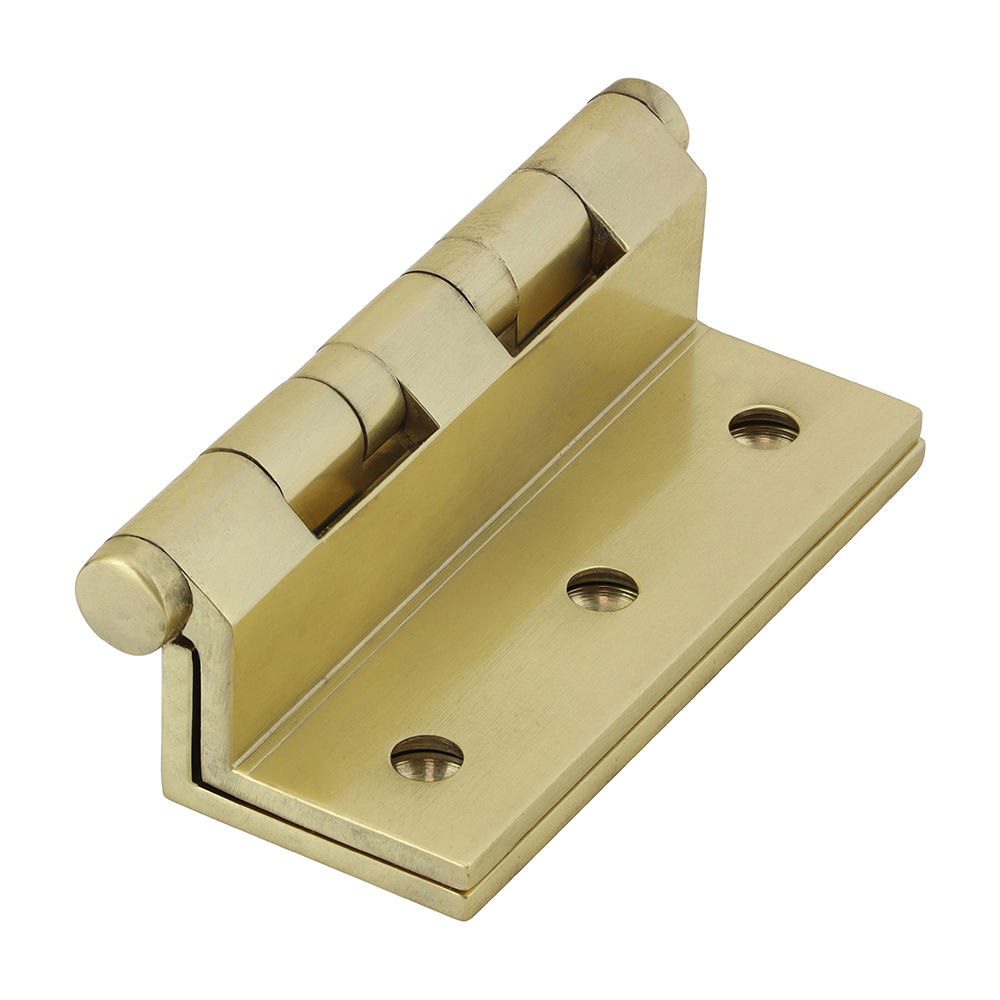Cranked Ball Race Brass Hinges Polished Brass - 64 x 55