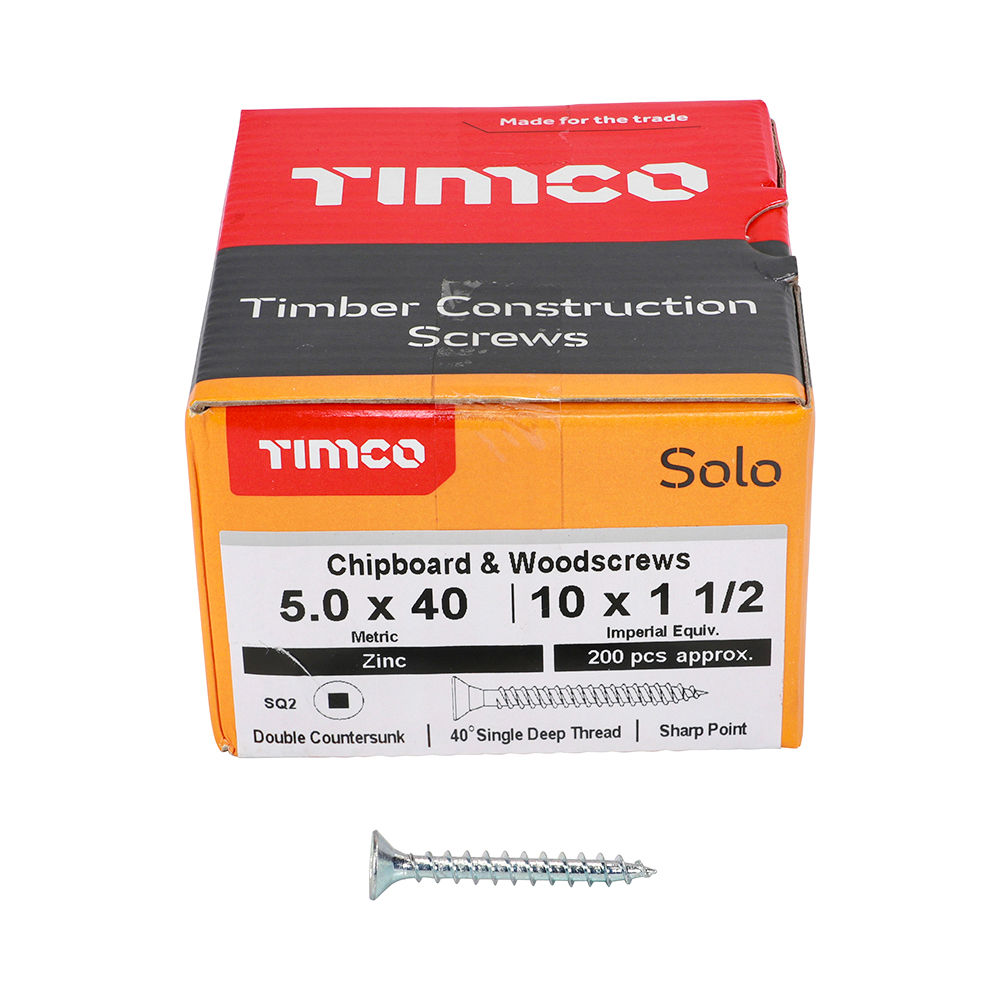Solo Countersunk Silver Woodscrews - 5.0 x 40