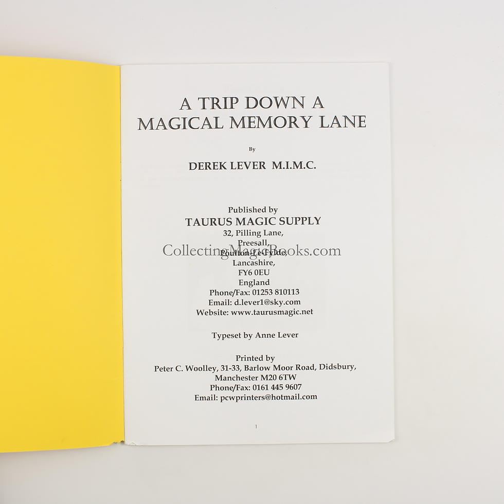 Thumbnail: A Trip Down a Magical Memory Lane, Volume 2 - Derek Lever (Signed