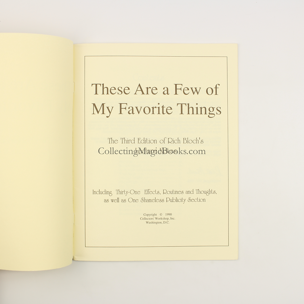 Thumbnail: These Are a Few of My Favorite Things - Rich Bloch