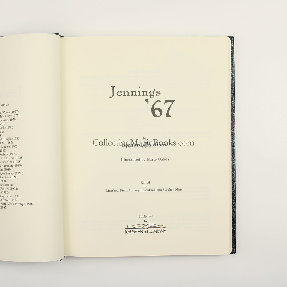 Thumbnail: Jennings '67 (Deluxe signed edition, No. 25 of 60 copies) - Richard Kaufman