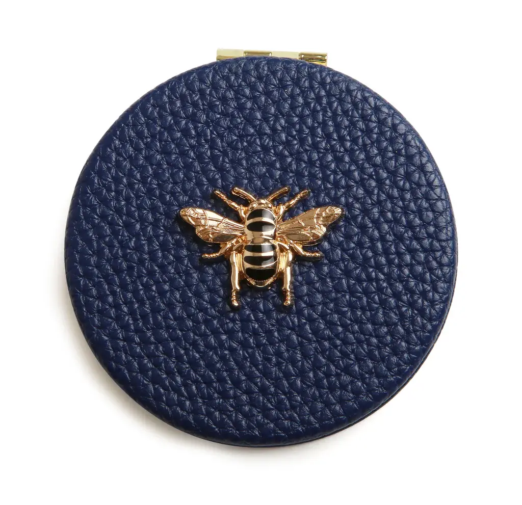 Round Compact mirror in Navy - ALICE WHEELER LONDON