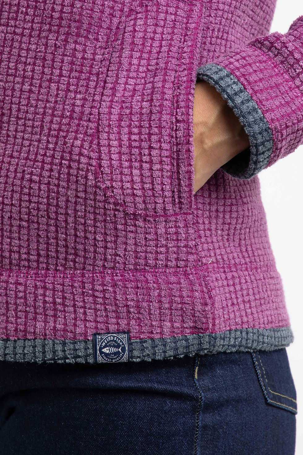 Thumbnail: Weird Fish - Ariana Eco Full Zip Grid Fleece in Purple Wine