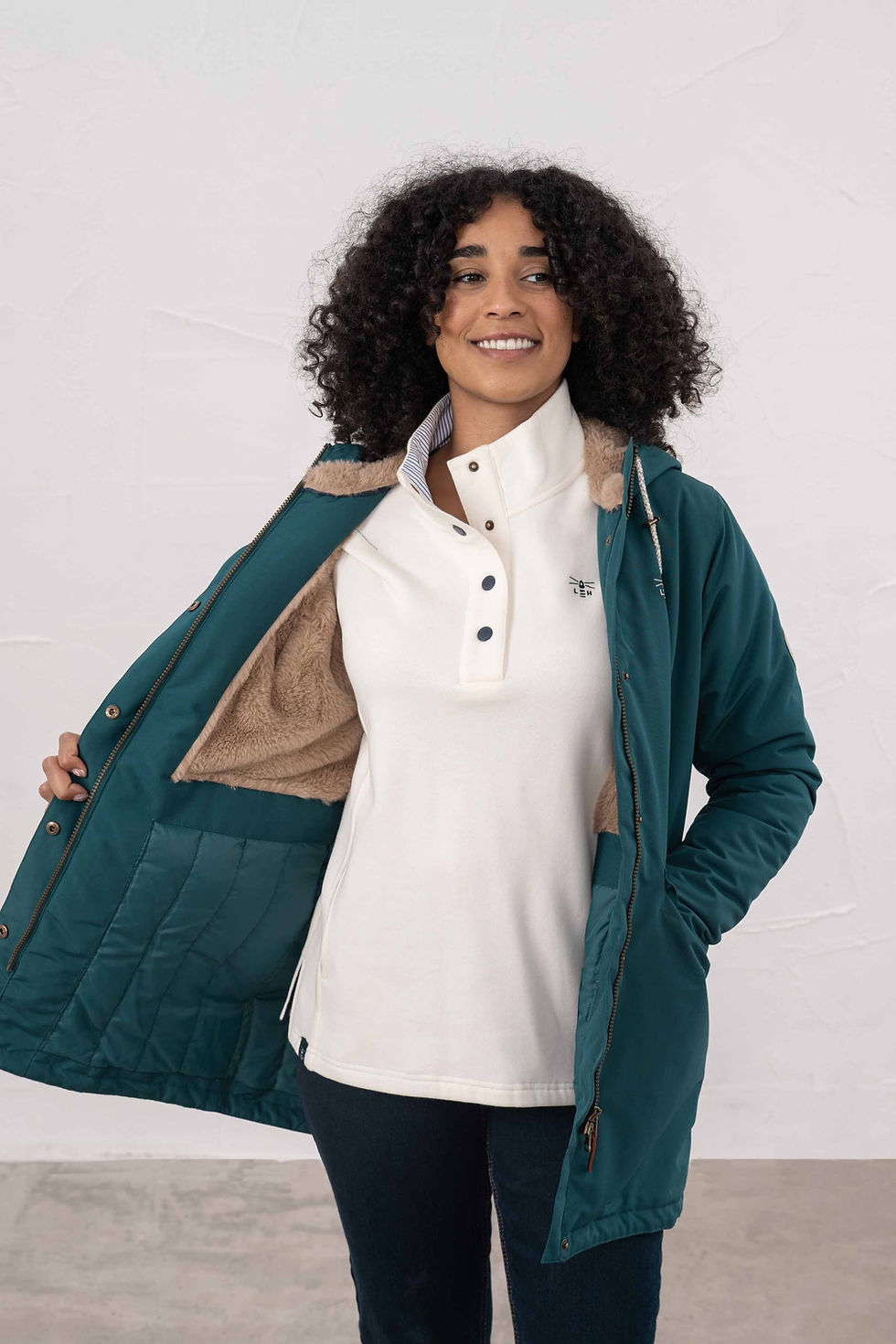 Thumbnail: Scarlet Waterproof Coat in Pine by Lighthouse Clothing