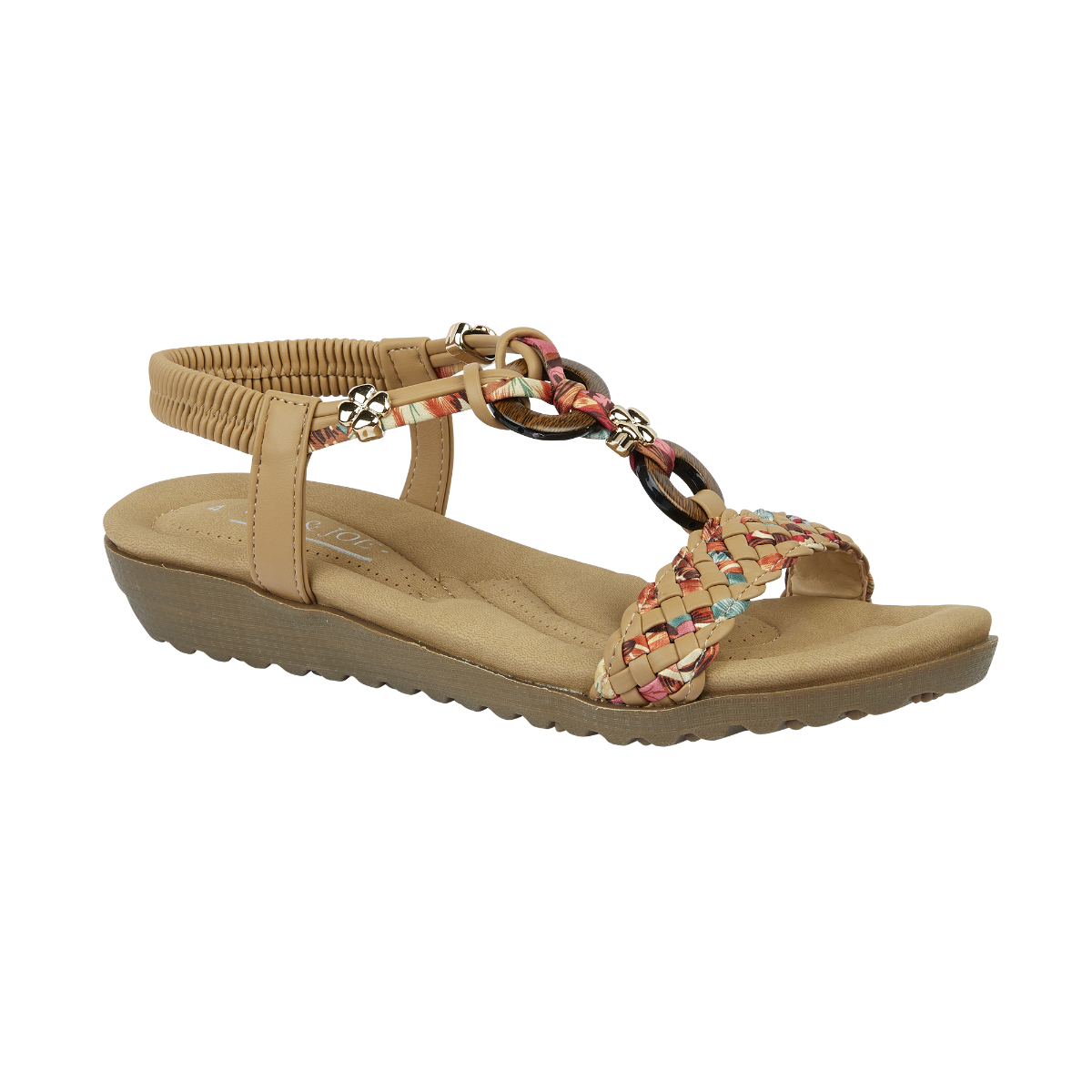 MARRAKESH - Ladies lightweight low wedge sandal by "Jo and Joe" in Tan