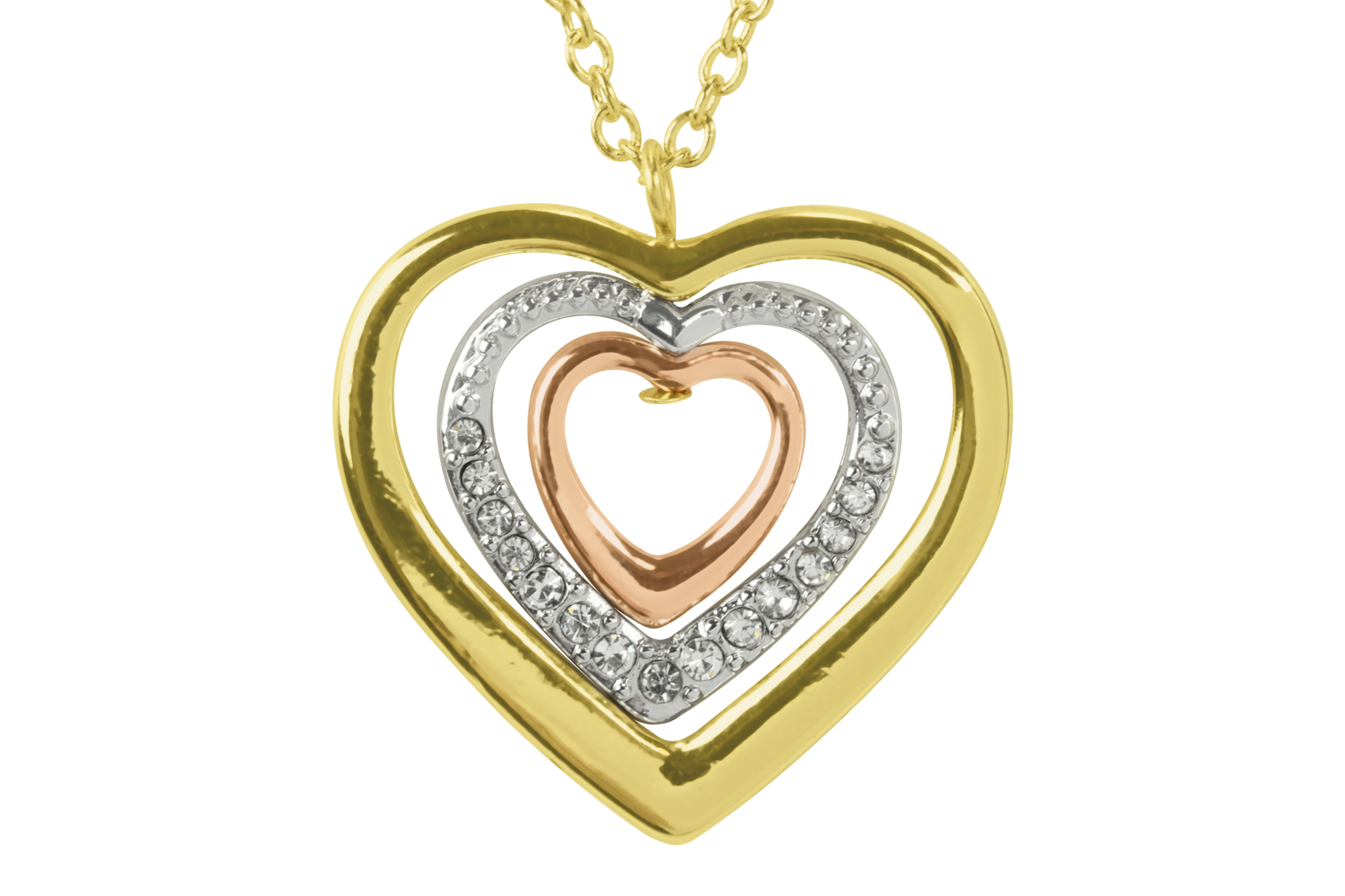 Gold/Rhodium/Rose Gold Crystal Heart Necklace - Indulgence Jewellery
