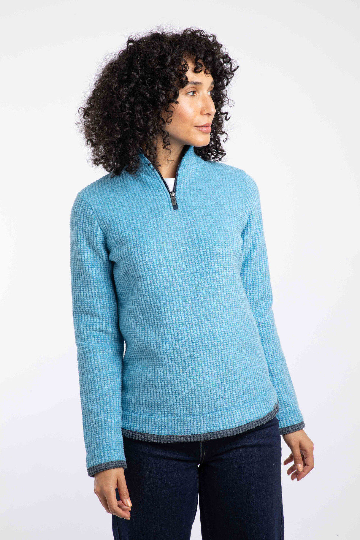 Weird Fish - Beye Eco 1/4 Zip Grid Fleece in Sky Blue