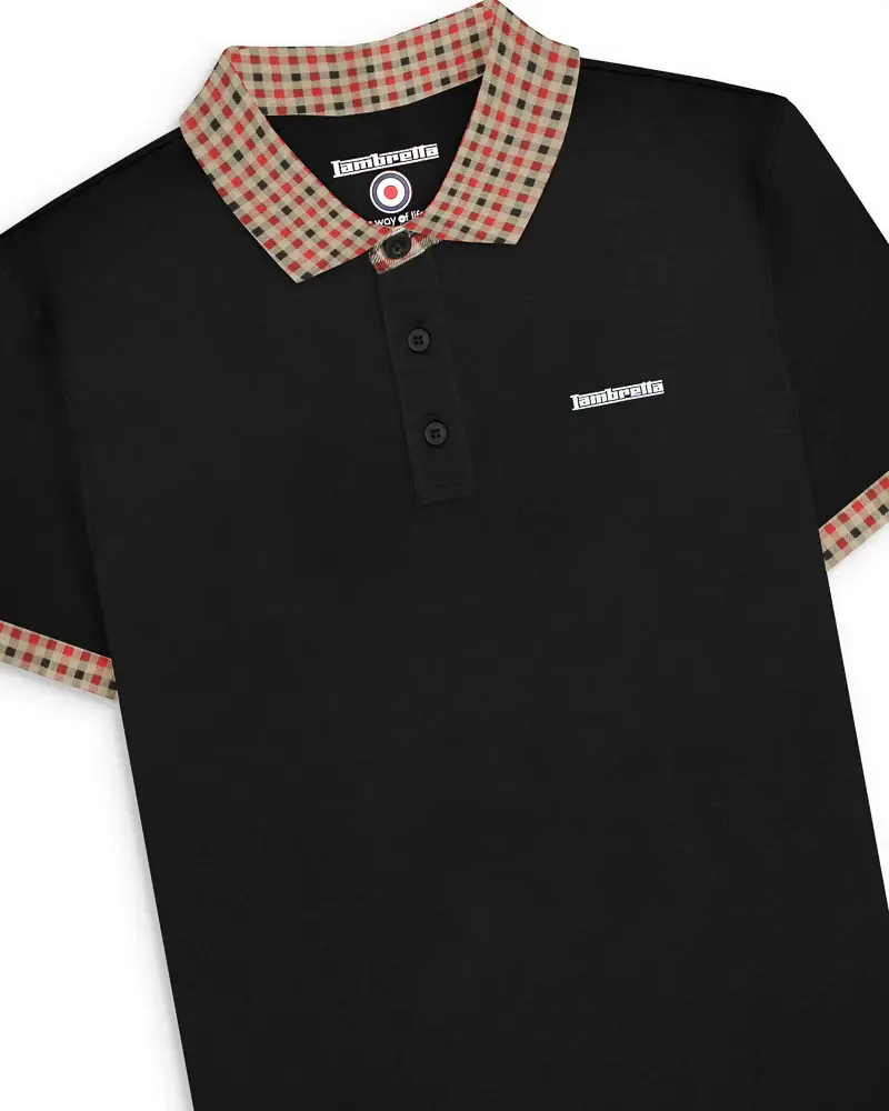 Thumbnail: Lambretta Clothing - Gingham Collar Polo in Black (SS4028)