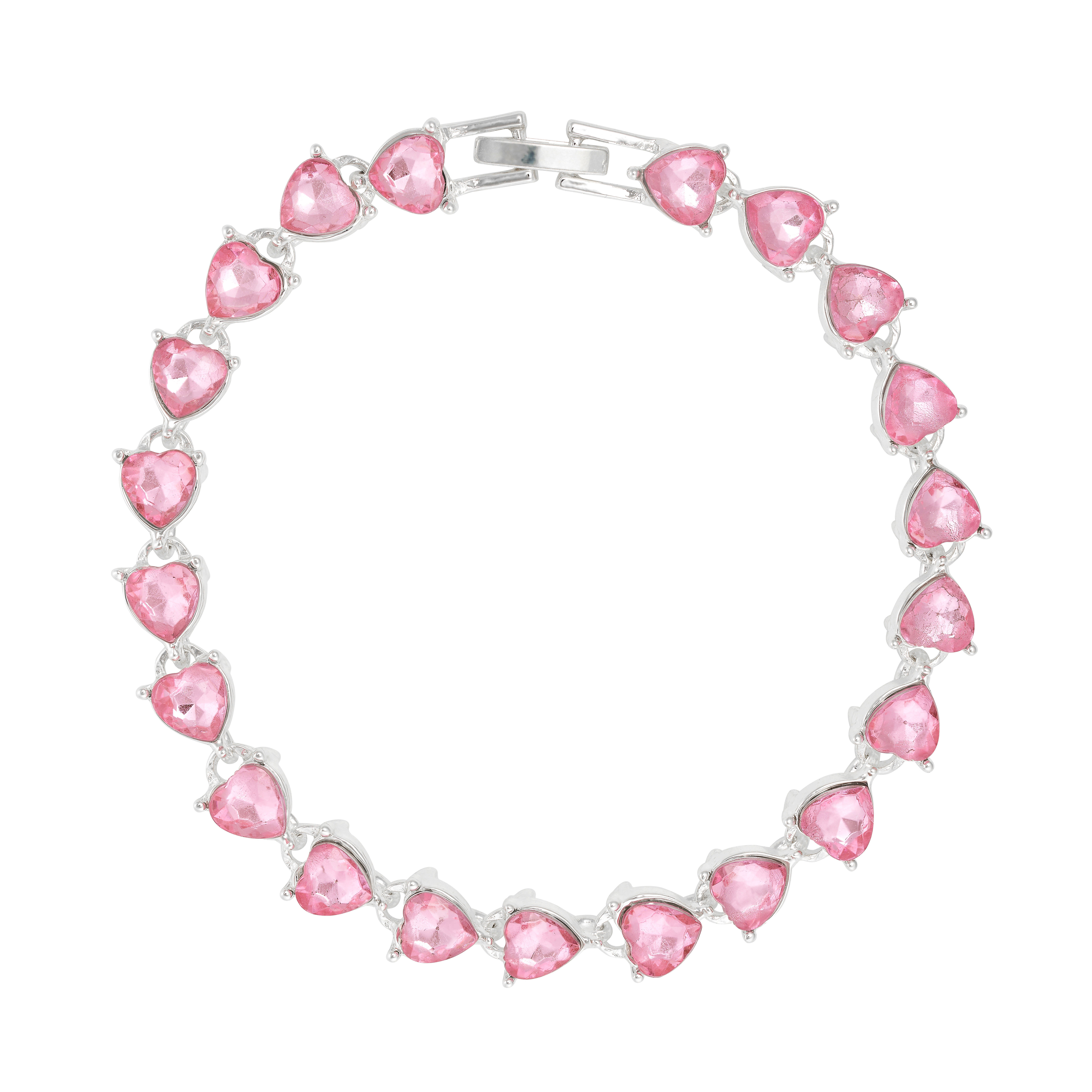 Silver Rose Crystal Heart Bracelet - Indulgence Jewellery