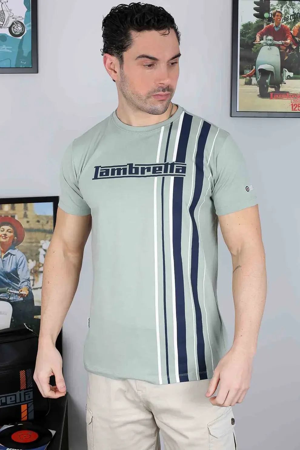 Lambretta Clothing - Racing Stripe Tee in Iceberg (SS9102)