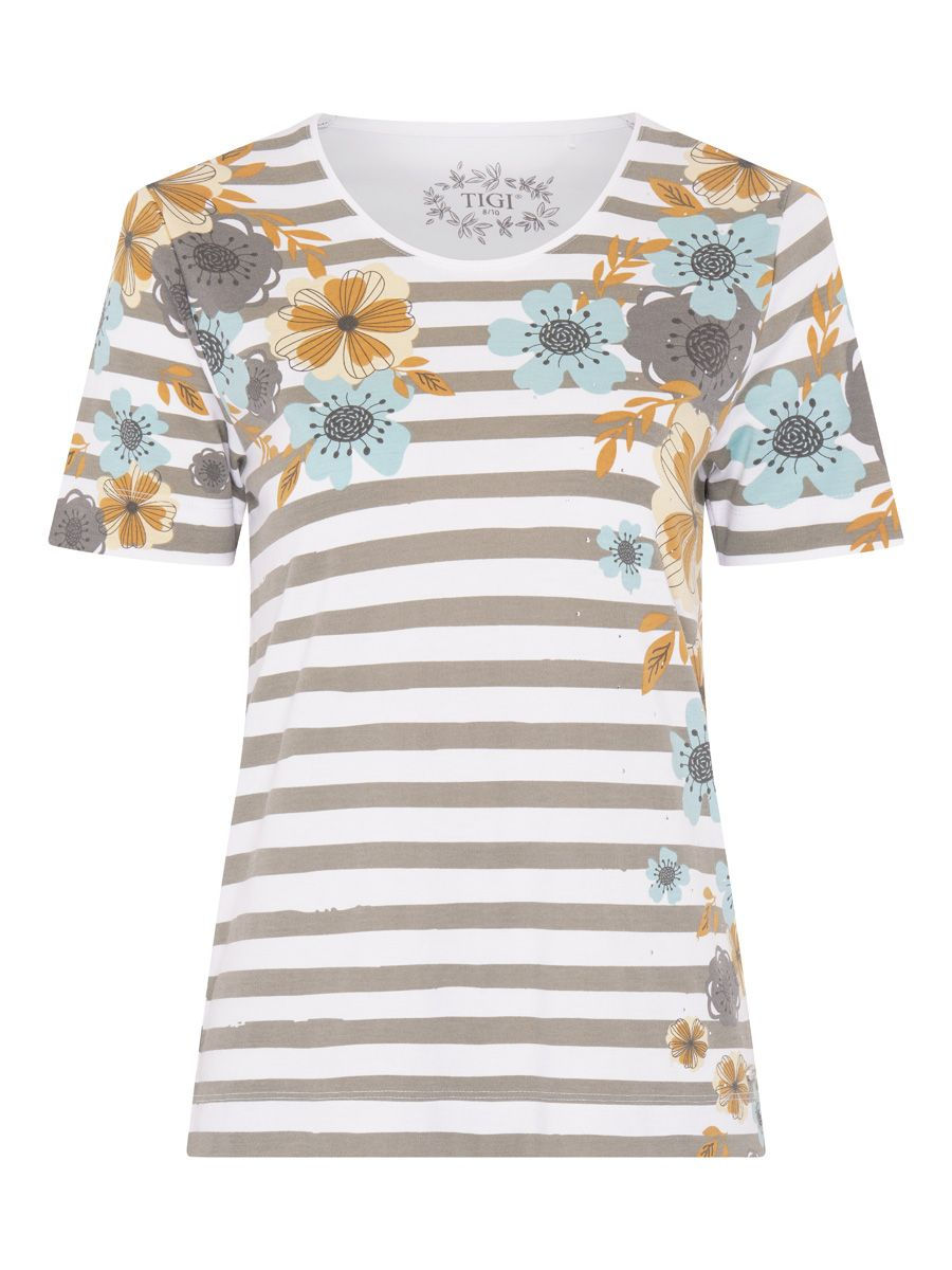 Thumbnail: TIGI Stripe And Floral Blend Print Top T26-38D