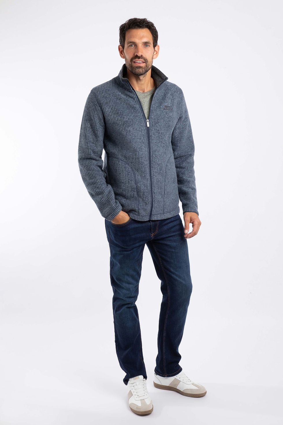 Thumbnail: Weird Fish - Shires Full Zip Grid Fleece in Navy