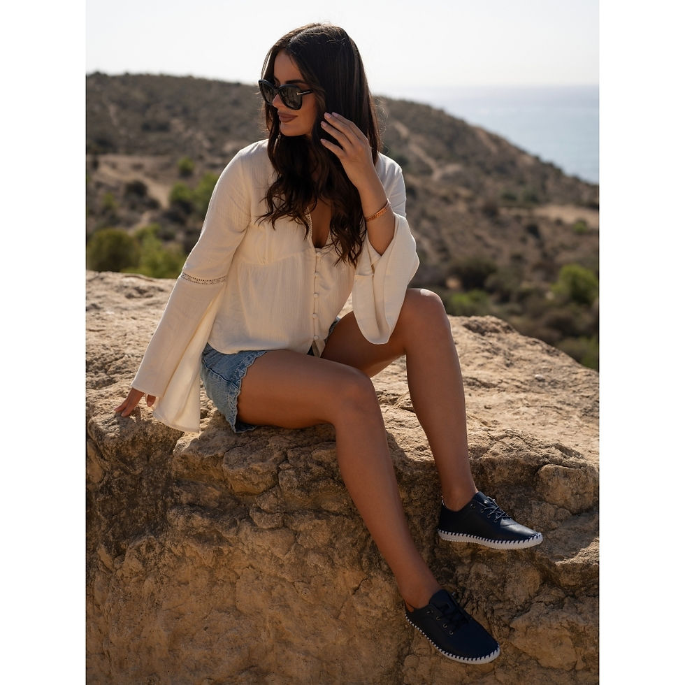Thumbnail: St. Ives Leather Plimsoll in Blue by Lunar