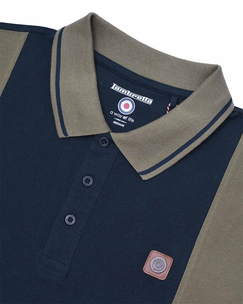 Thumbnail: Lambretta Menswear - Vintage Polo in Navy/Khaki - Baldwins Department Stores