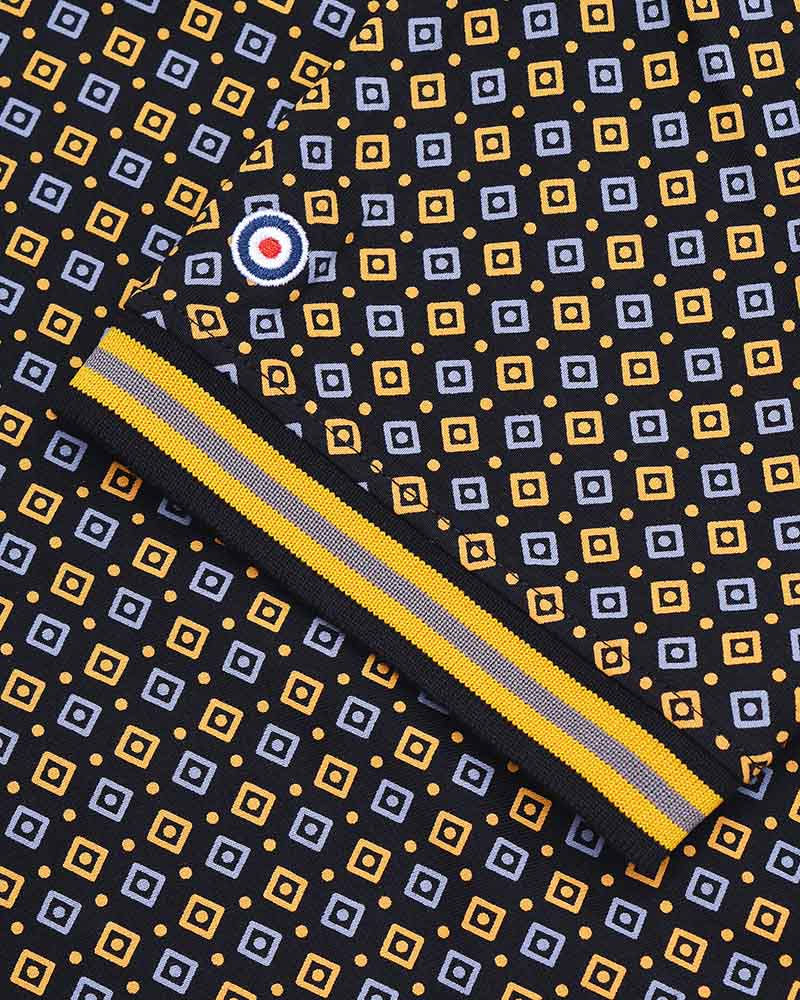Thumbnail: Lambretta Menswear - Geo AOP Polo in Black/Gold at Baldwins Department Stores