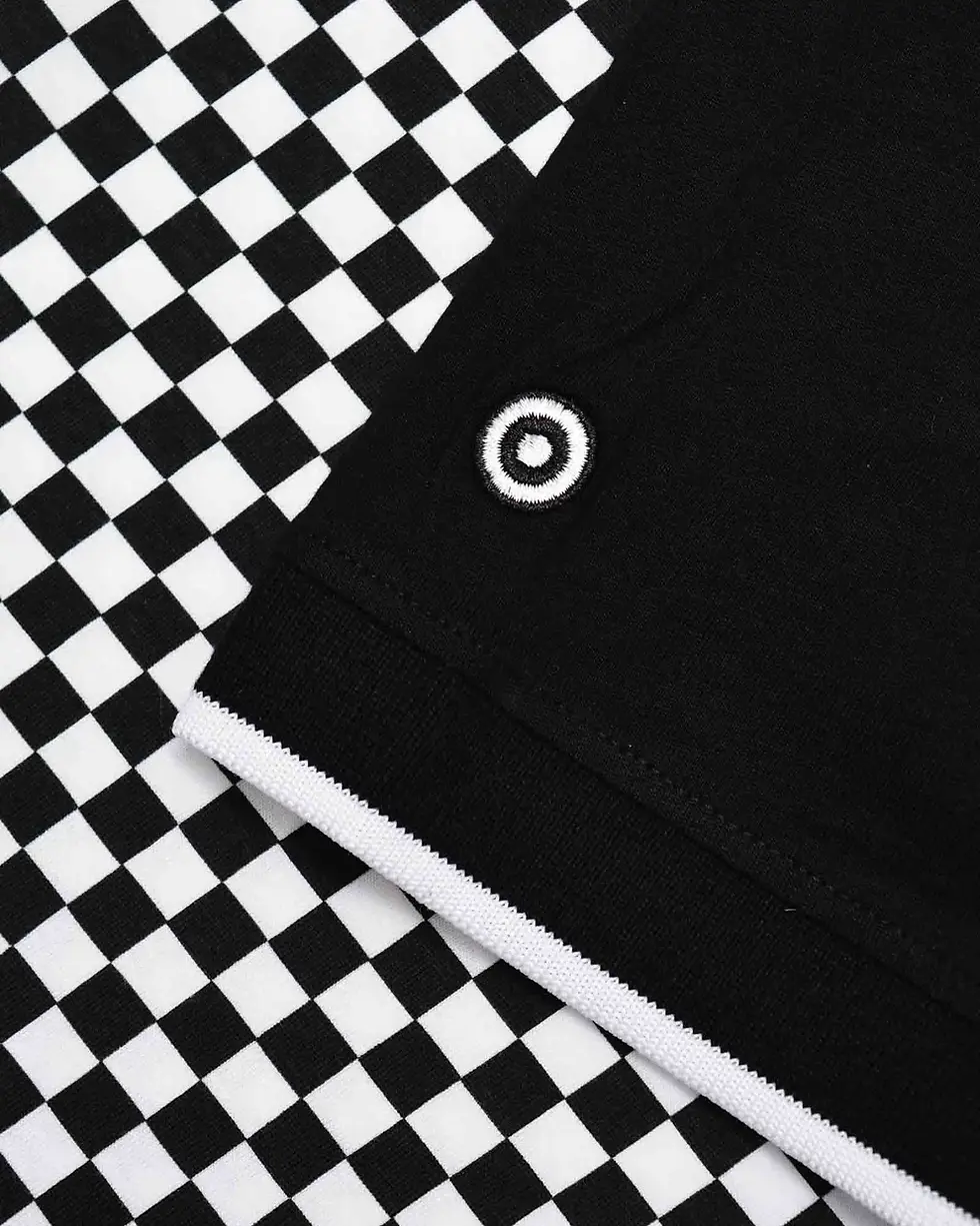 Thumbnail: Lambretta Clothing - Two Tone AOP Polo in Black and White (SS1224)
