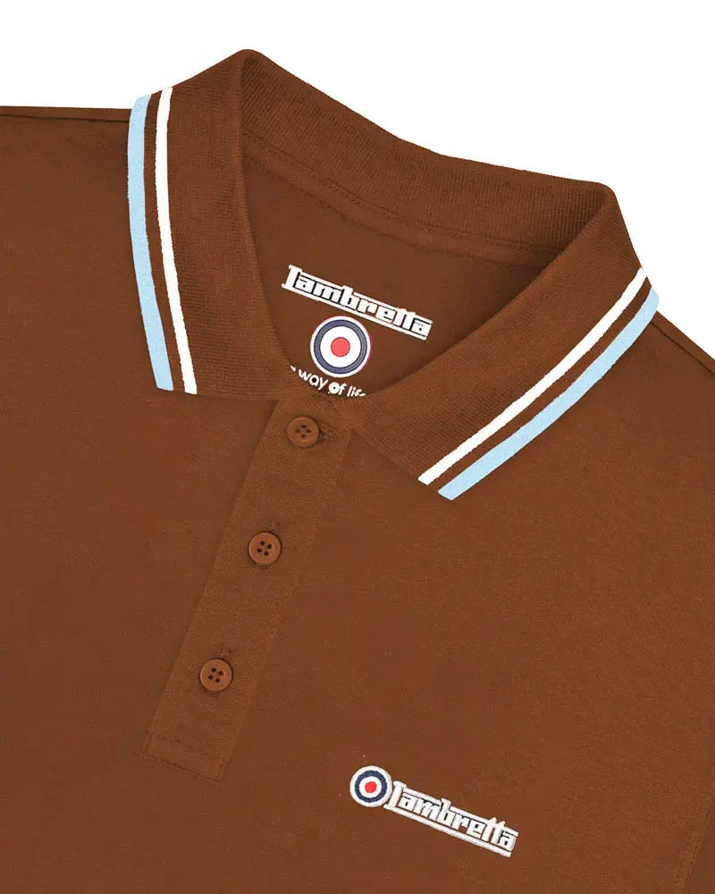 Thumbnail: Lambretta Clothing - Twin Tipped Polo in Brown - SS1608