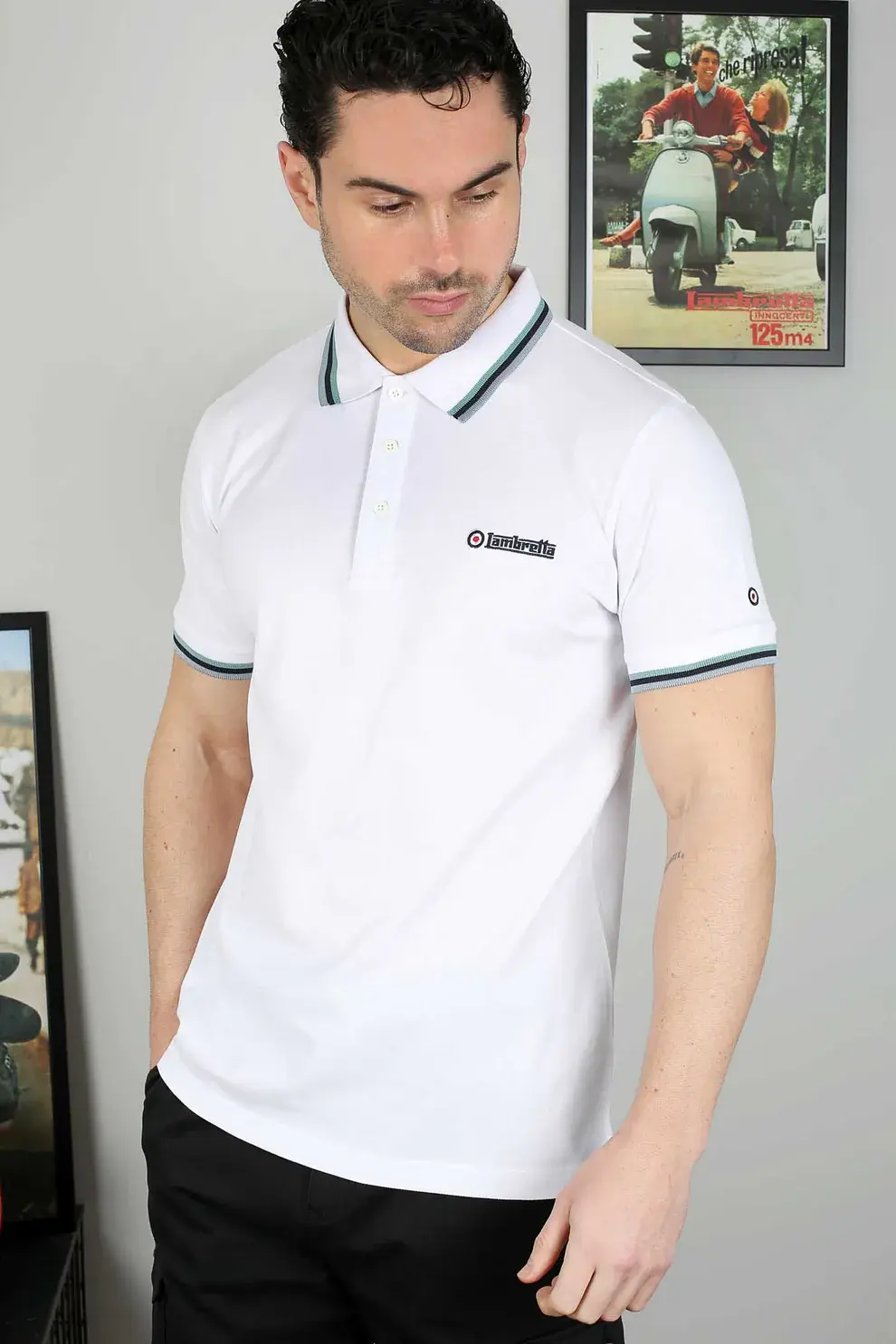 Lambretta Clothing - Triple Tipped Polo in White - SS1650