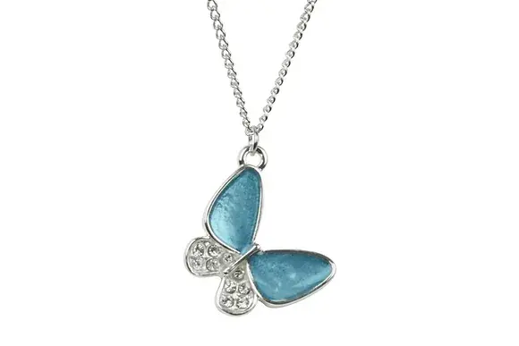 Butterfly Blue Silver Necklace from Indulgence Jewellery