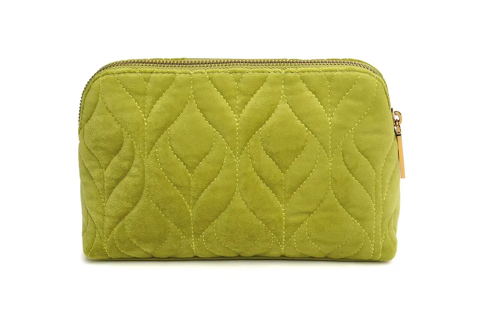 Thumbnail: Velvet Makeup Bag in Lime - ALICE WHEELER LONDON