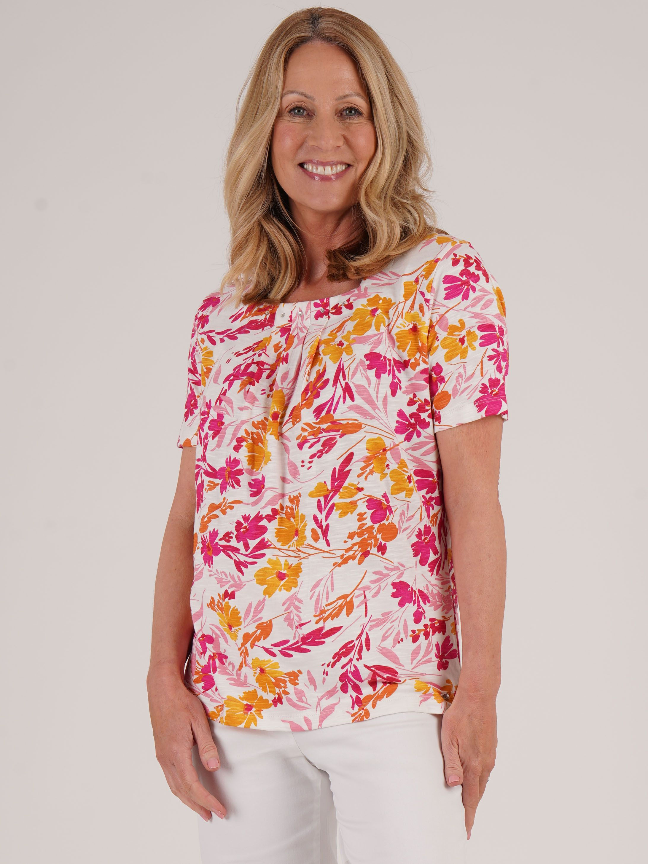 TIGI Bouquet Floral Square Neckline Top T25-41C