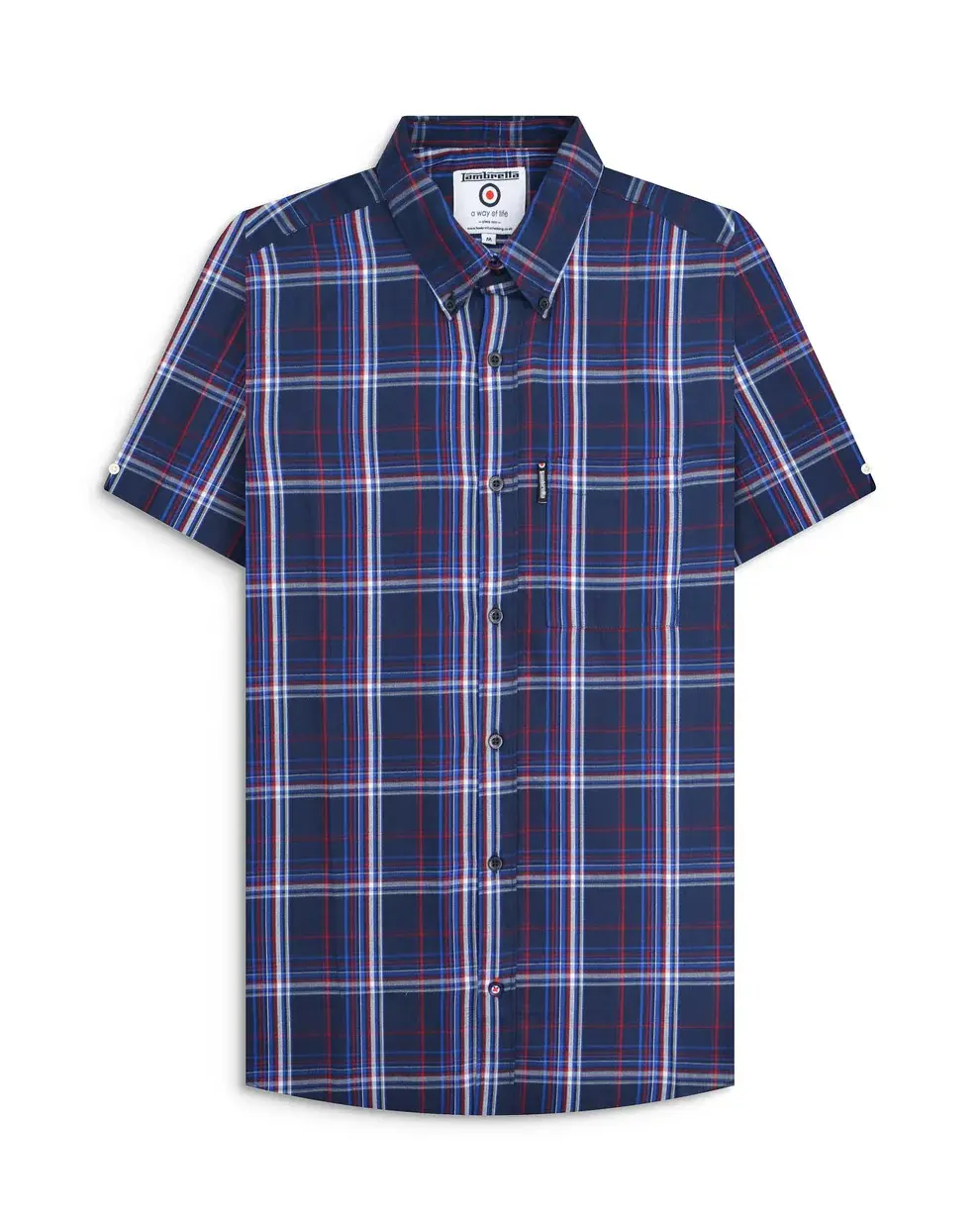 Lambretta Clothing - Short Sleeve Check Shirt in Navy (RWIS1456)