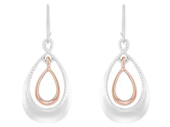 ROSE GOLD RHODIUM TEARDROPS EARRINGS - INDULGENCE JEWELLERY