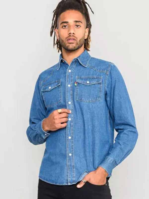 WESTERN - Duke Western Style Denim Shirt in Stonewash