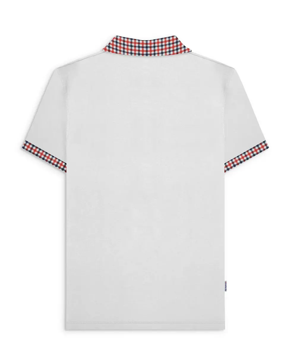 Thumbnail: Lambretta Clothing - Gingham Collar Polo in White (SS4028)