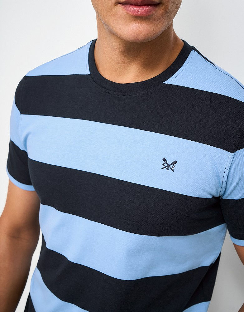 Thumbnail: Crew Clothing - Newton Cotton Stripe Tee in Blue and Navy