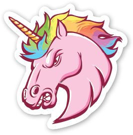 Pegatina de Unicornio enfadado