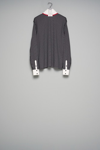 26SS】MASU OPPOSITE STRIPE PULLOVER SHIRT - BLACK | NOUVERTEmagazine