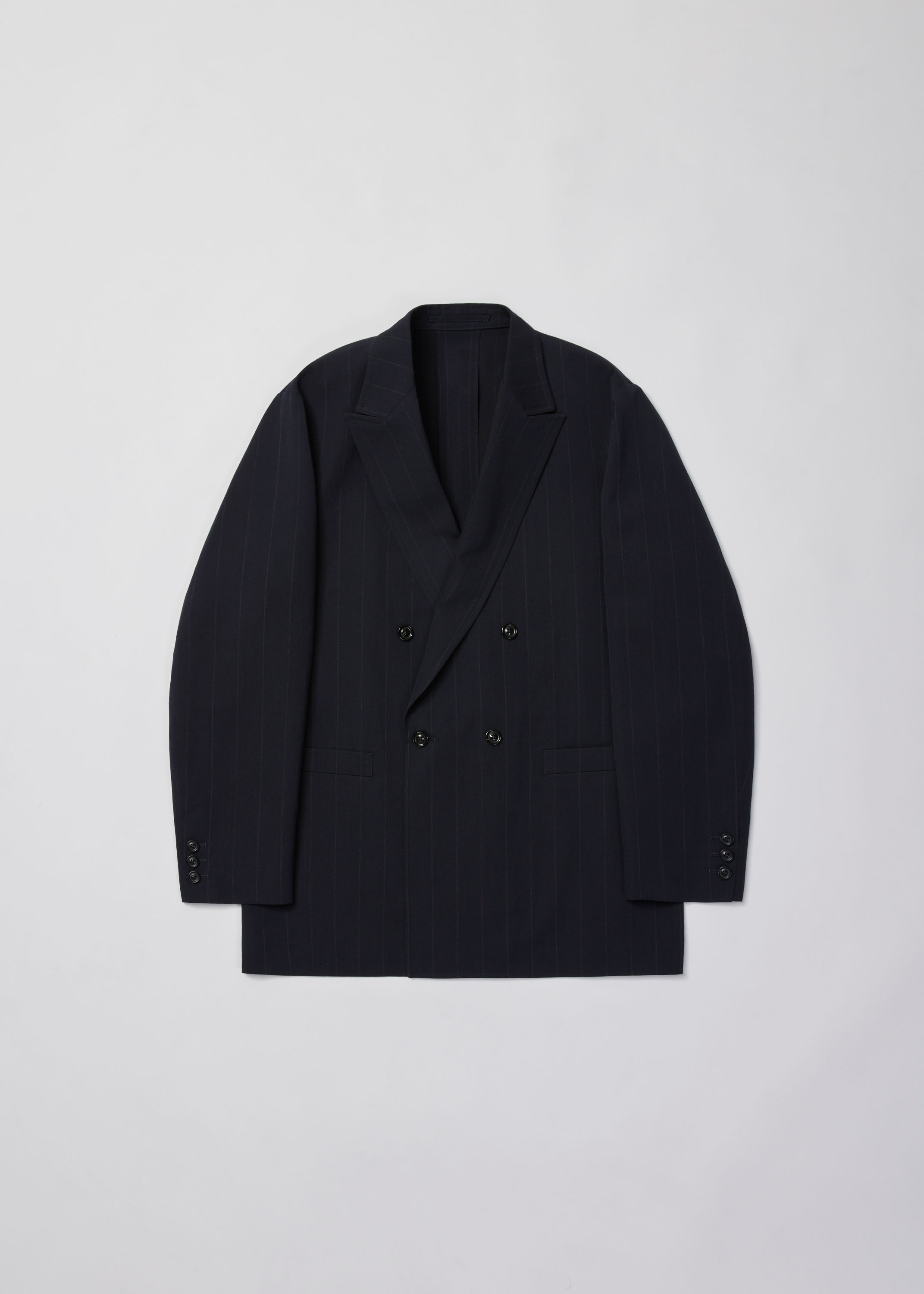 【26SS】ULTERIOR WOOL WASHI STRIPE DB JKT - DARK NAVY