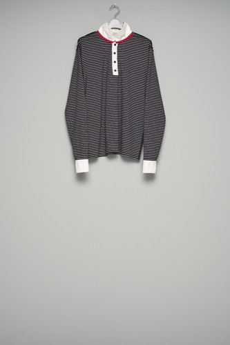 26SS】MASU OPPOSITE STRIPE PULLOVER SHIRT - BLACK | NOUVERTEmagazine