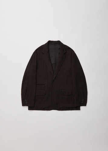 25AW】ULTERIOR WASHED WOOL SILK STRIPE 2B JKT - DARK BROWN