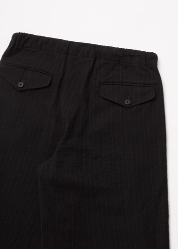 25AW】ULTERIOR WASHED WOOL SILK STRIPE DRAWSTRING PANTS - BLACK 