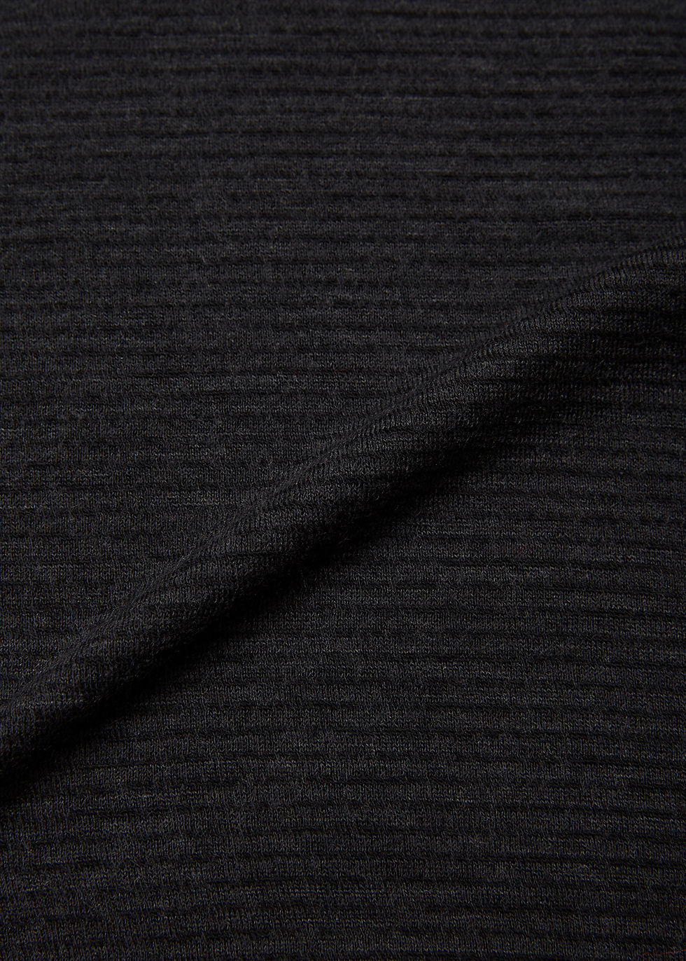 Thumbnail: 【26AW】ULTERIOR SUPER FINE WOOL COTTON CUT-OFF P/O (BORDER STRIPE)-BLACK×CHARCOAL