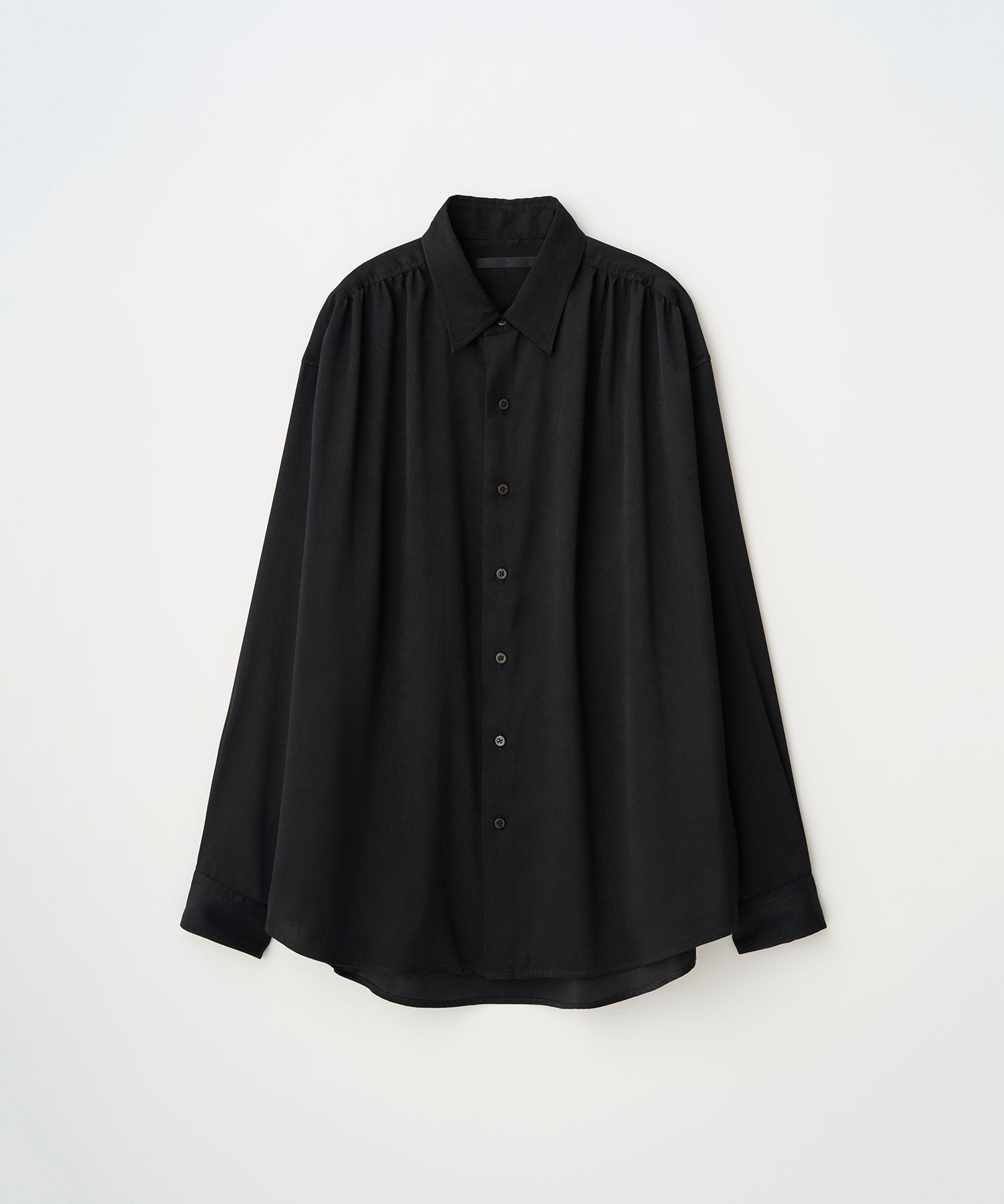 【25AW】JUHA / HUSH GATHER L/S SHIRT - BLACK