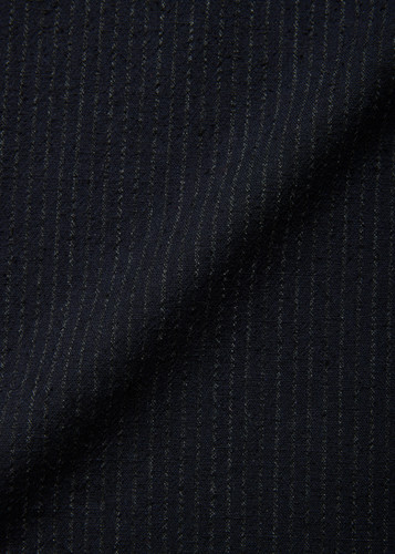 25SS】ULTERIOR SILK WOOL STRIPED OX O/C SHIRT - DARK NAVY